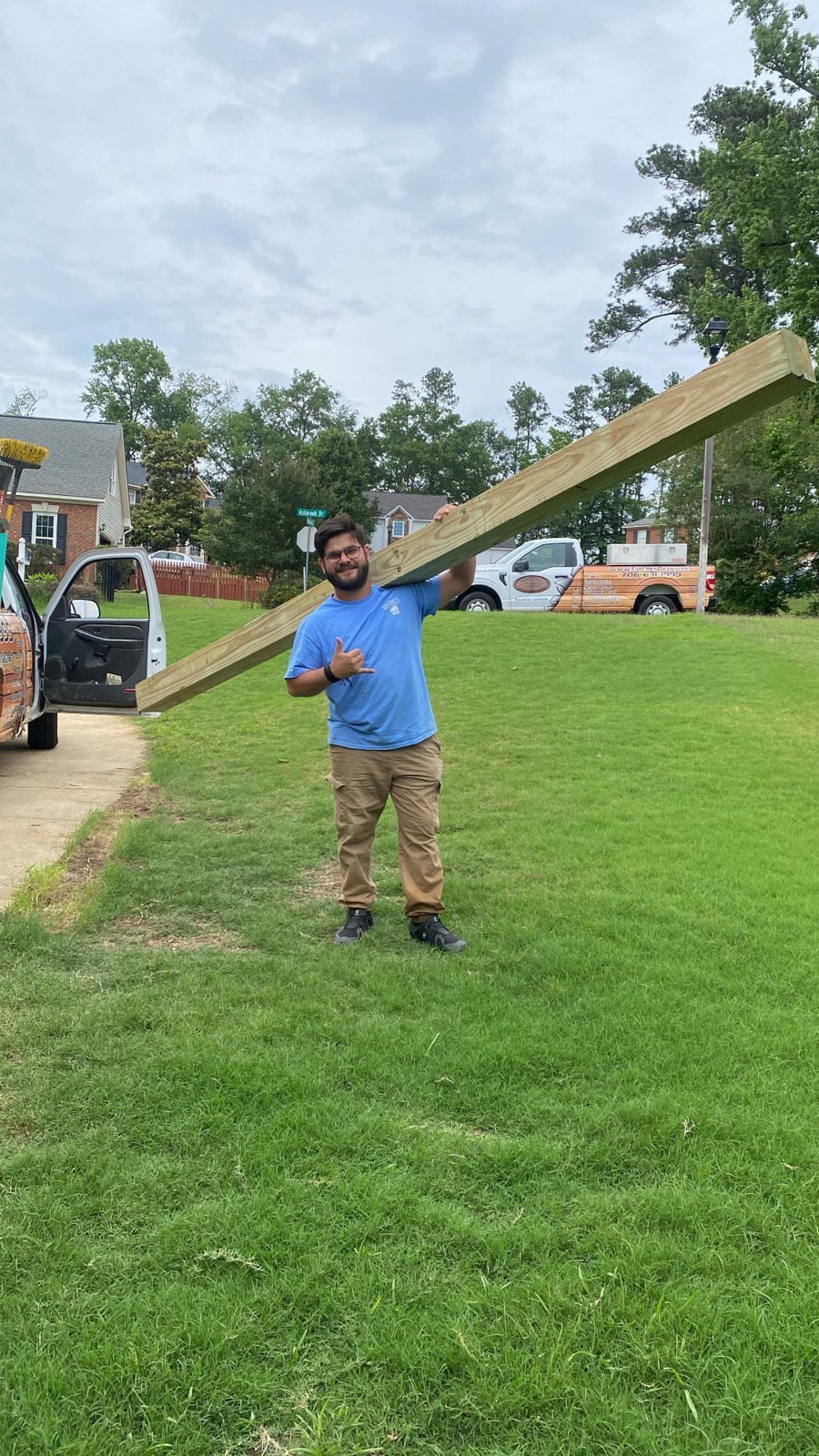 Andre Nava working in the field on a construction project