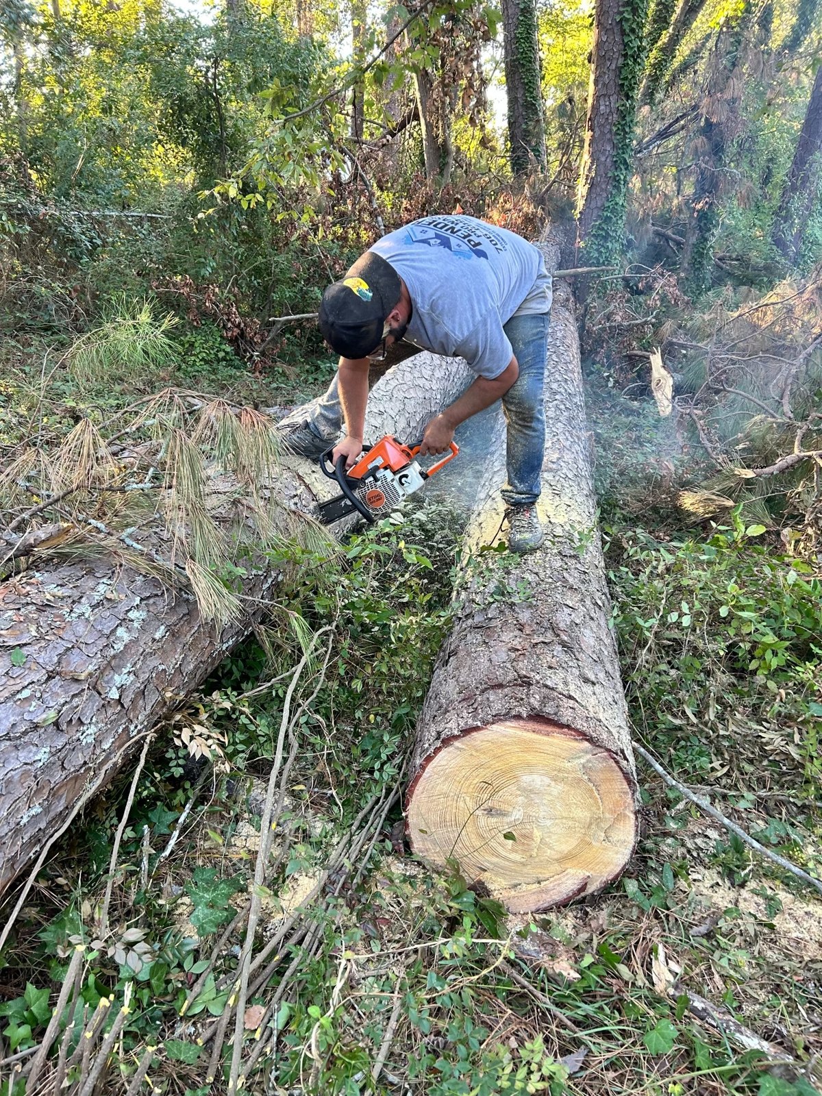 Andre Nava performing hands-on outdoor construction work